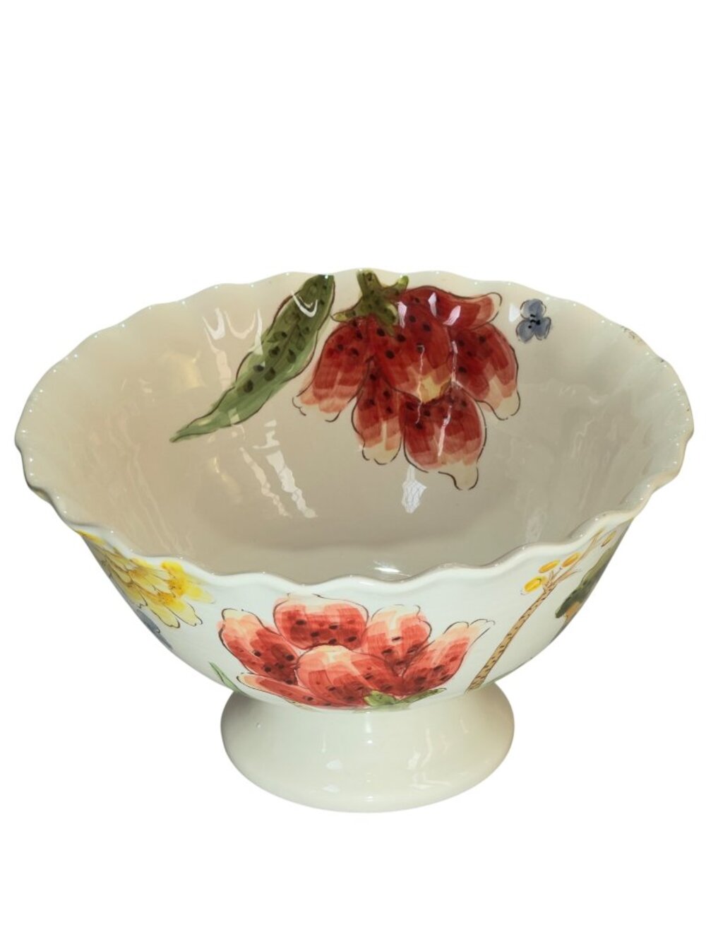 Mum Florals by Maxcera Multi-Purpose Ceramic Footed Pedestal Bowl